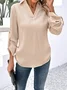 Women's Long Sleeve Blouse Spring/Fall Plain Buckle Shirt Collar Daily Going Out Casual Top