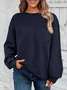 Women's Crew Neck Plain Jacquard Casual Spring/Fall Jacquard Long Sleeve Sweatshirt