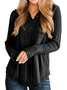 Women's Long Sleeve Blouse Spring/Fall Plain Buckle Knitted V Neck Daily Going Out Casual Top