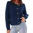 Women's Casual Spring/Fall Plain Wool/Knitting Buckle Cardigan