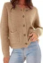 Women's Casual Spring/Fall Plain Wool/Knitting Buckle Cardigan