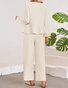 Women's Bow Plain Daily Going Out Two Piece Set Long Sleeve Casual Spring/Fall Top With Pants Matching Set