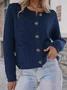 Women's Casual Spring/Fall Plain Wool/Knitting Buckle Cardigan