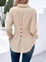 Women's Long Sleeve Blouse Spring/Fall Plain Buckle Shirt Collar Daily Going Out Casual Top