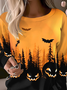 Women's Crew Neck Halloween Casual Spring/Fall Long Sleeve Sweatshirt