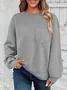 Women's Crew Neck Plain Jacquard Casual Spring/Fall Jacquard Long Sleeve Sweatshirt