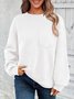 Women's Crew Neck Plain Jacquard Casual Spring/Fall Jacquard Long Sleeve Sweatshirt