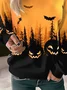 Women's Crew Neck Halloween Casual Spring/Fall Long Sleeve Sweatshirt