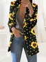 Women's Spring/Fall Outerwear Casual Floral Long Sleeve Lapel Collar Mid-long Blazer