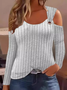 Women's Long Sleeve Blouse Spring/Fall Plain Knitted Crew Neck Daily Going Out Casual Top