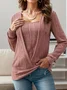 Women's Cross Neck Plain Casual Spring/Fall Long Sleeve Sweatshirt