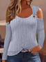 Women's Long Sleeve Blouse Spring/Fall Plain Knitted Crew Neck Daily Going Out Casual Top