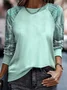 Women's Crew Neck Plaid Split Joint Vintage Spring/Fall Long Sleeve Sweatshirt