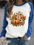 Women's Crew Neck Pumpkin Pattern Printing Vintage Spring/Fall Long Sleeve Sweatshirt