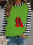 Women's Crew Neck Striped Vintage Spring/Fall Long Sleeve Sweatshirt