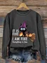 Women's Crew Neck Cat Printing Vintage Spring/Fall Long Sleeve Sweatshirt