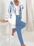 Women's Jersey Geometric Daily Going Out Two Piece Set Long Sleeve Casual Spring/Fall Top With Pants Matching Set