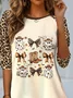 Women's Long Sleeve Tee T-shirt Spring/Fall Leopard Jersey Crew Neck Daily Going Out Casual Top