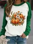 Women's Crew Neck Pumpkin Pattern Printing Vintage Spring/Fall Long Sleeve Sweatshirt