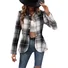 Women's Spring/Fall Outerwear Casual Buckle Plaid Long Sleeve Shirt Collar Jacket