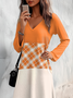 Women's Long Sleeve Summer Geometric Jersey Dress V Neck Daily Going Out Casual Midi A-Line TUNIC