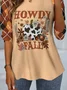 Women's Long Sleeve Tee T-shirt Spring/Fall Plaid Jersey Crew Neck Holiday Going Out Casual Top