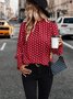 Women's Long Sleeve Blouse Spring/Fall Polka Dots Lotus Leaf Collar Daily Going Out Casual Top