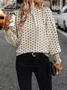 Women's Long Sleeve Blouse Spring/Fall Polka Dots Lotus Leaf Collar Daily Going Out Casual Top