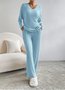 Women's Jersey Plain Daily Going Out Two Piece Set Long Sleeve Casual Spring/Fall Top With Pants Matching Set