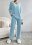 Women's Jersey Plain Daily Going Out Two Piece Set Long Sleeve Casual Spring/Fall Top With Pants Matching Set