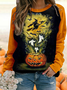 Women's Crew Neck Halloween (pumpkin) Printing Vintage Spring/Fall Long Sleeve Sweatshirt