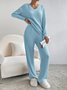 Women's Jersey Plain Daily Going Out Two Piece Set Long Sleeve Casual Spring/Fall Top With Pants Matching Set