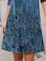 Women's Long Sleeve Summer Floral Printing Jersey Dress V Neck Daily Going Out Vintage Midi A-Line TUNIC