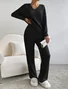 Women's Jersey Plain Daily Going Out Two Piece Set Long Sleeve Casual Spring/Fall Top With Pants Matching Set