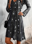 Women's Long Sleeve Summer Striped Jersey Dress V Neck Daily Going Out Casual Midi A-Line TUNIC