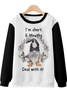 Women's Crew Neck Halloween (pumpkin) Casual Spring/Fall Long Sleeve Sweatshirt