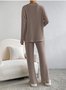 Women's Jersey Plain Daily Going Out Two Piece Set Long Sleeve Casual Spring/Fall Top With Pants Matching Set