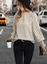 Women's Long Sleeve Blouse Spring/Fall Polka Dots Lotus Leaf Collar Daily Going Out Casual Top