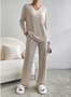 Women's Jersey Plain Daily Going Out Two Piece Set Long Sleeve Casual Spring/Fall Top With Pants Matching Set