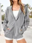 Women's Spring/Fall Outerwear Casual Zipper Plain Long Sleeve Hoodie Jacket