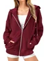 Women's Spring/Fall Outerwear Casual Zipper Plain Long Sleeve Hoodie Jacket