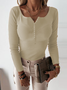 Women's Spring/Fall Plain Casual Long Sleeve Crew Neck Yarn/Wool Yarn Sweater