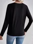 Women's Long Sleeve Tee T-shirt Spring/Fall Striped Buckle Knitted V Neck Daily Going Out Casual Top