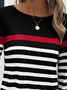 Women's Long Sleeve Tee T-shirt Spring/Fall Striped Printing Jersey Crew Neck Daily Going Out Vintage Top