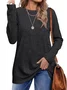 Women's Long Sleeve Blouse Spring/Fall Plain Knitted Crew Neck Daily Going Out Casual Top