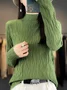 Women's Spring/Fall Plain Casual Long Sleeve Mock Neck Wool/Knitting Sweater