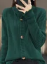 Women's Casual Spring/Fall Plain Wool/Knitting Buckle Cardigan