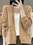 Women's Casual Spring/Fall Plain Wool/Knitting Pocket Stitching Cardigan