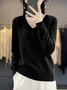 Women's Buckle Spring/Fall Plain Casual Long Sleeve V Neck Wool/Knitting Sweater