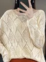 Women's Spring/Fall Plain Casual Long Sleeve Crew Neck Wool/Knitting Sweater